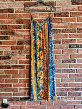 Tysa Flower Stripe Maxi Dress in Blue and Yellow